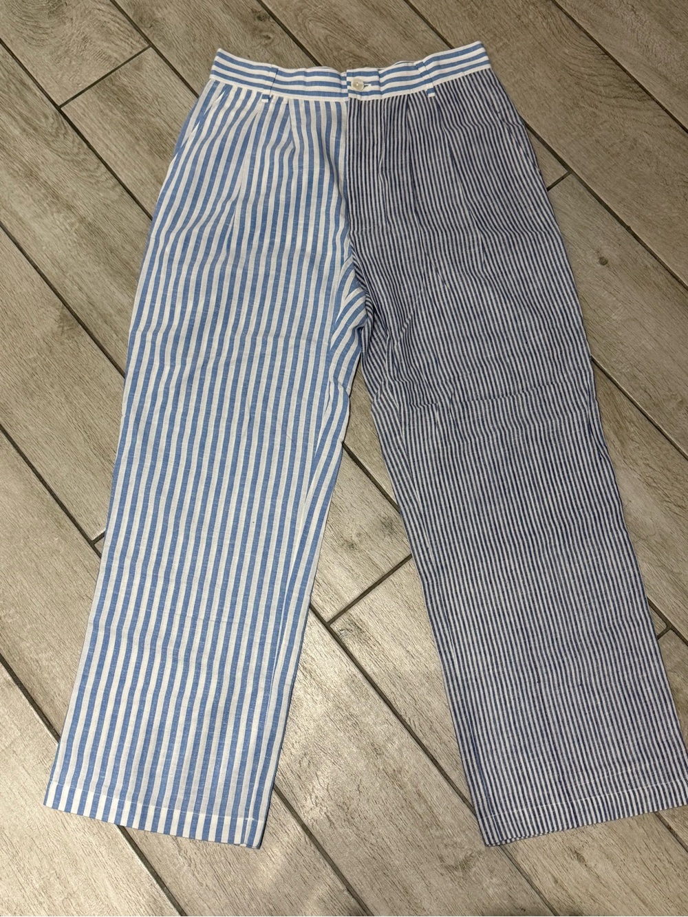 Alix of Bohemia Light Blue & White Striped linen pants